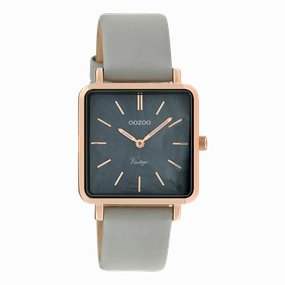Rose gold coloured OOZOO watch with stone grey leather strap - C9947