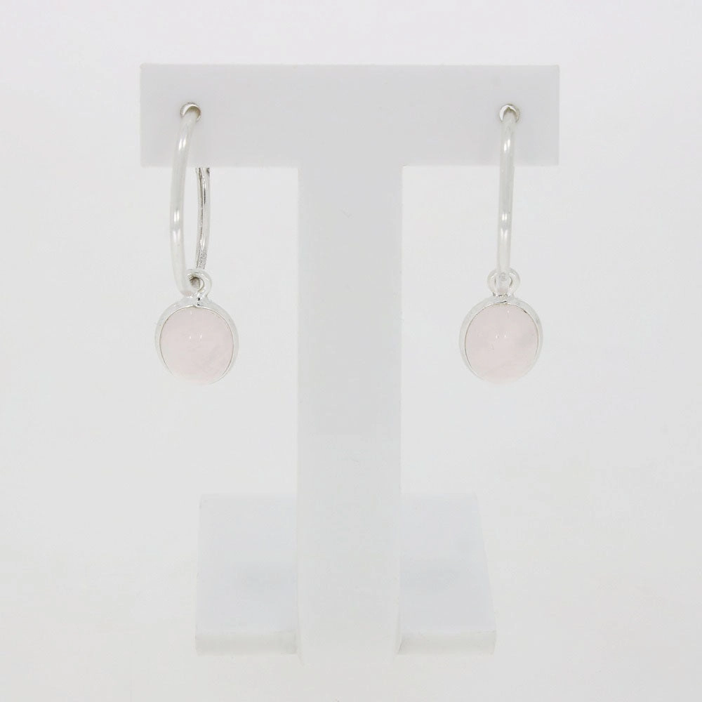 Rose Quartz Sterling Silver Hoop Earrings