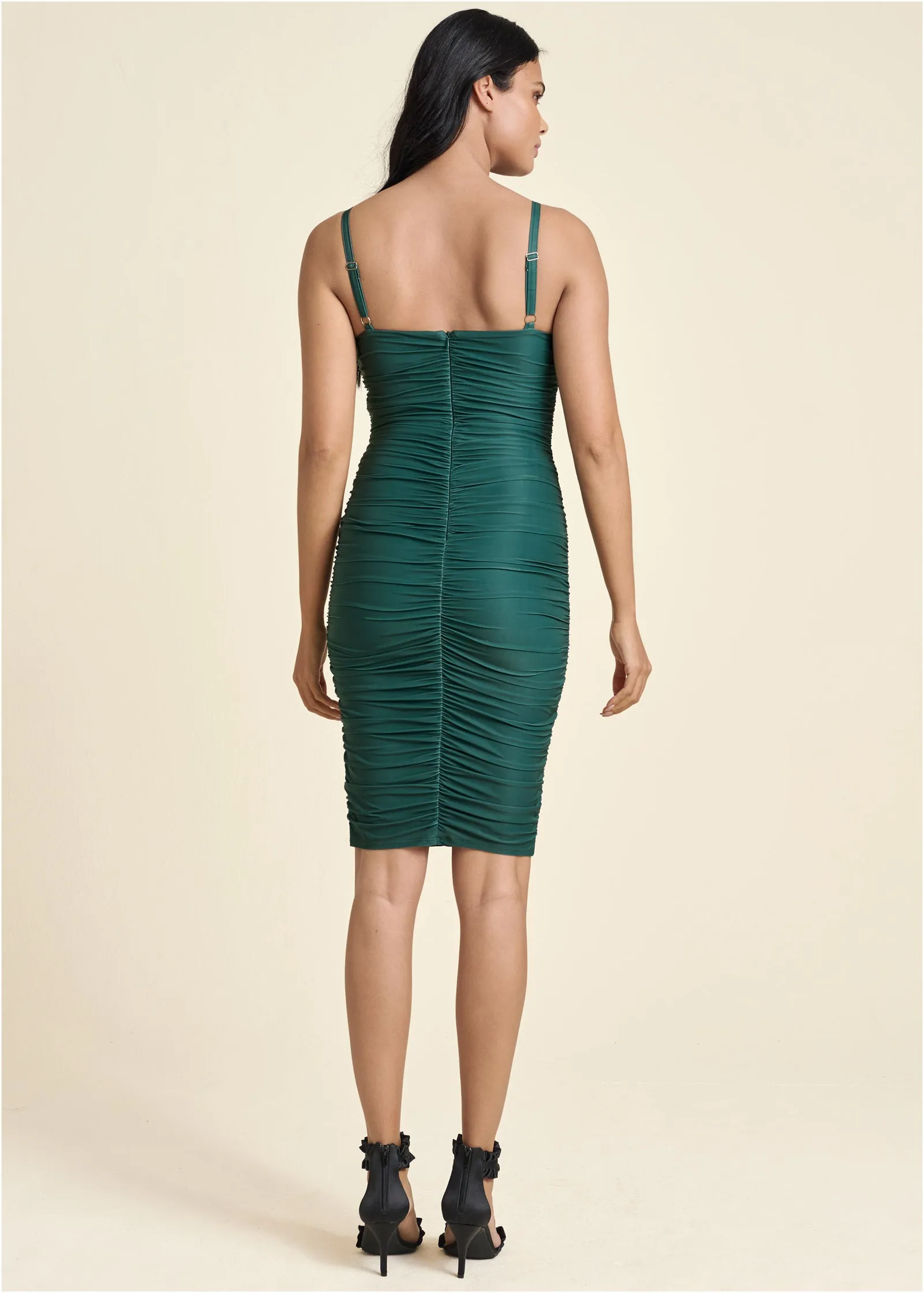 Ruched Mini Dress - Green