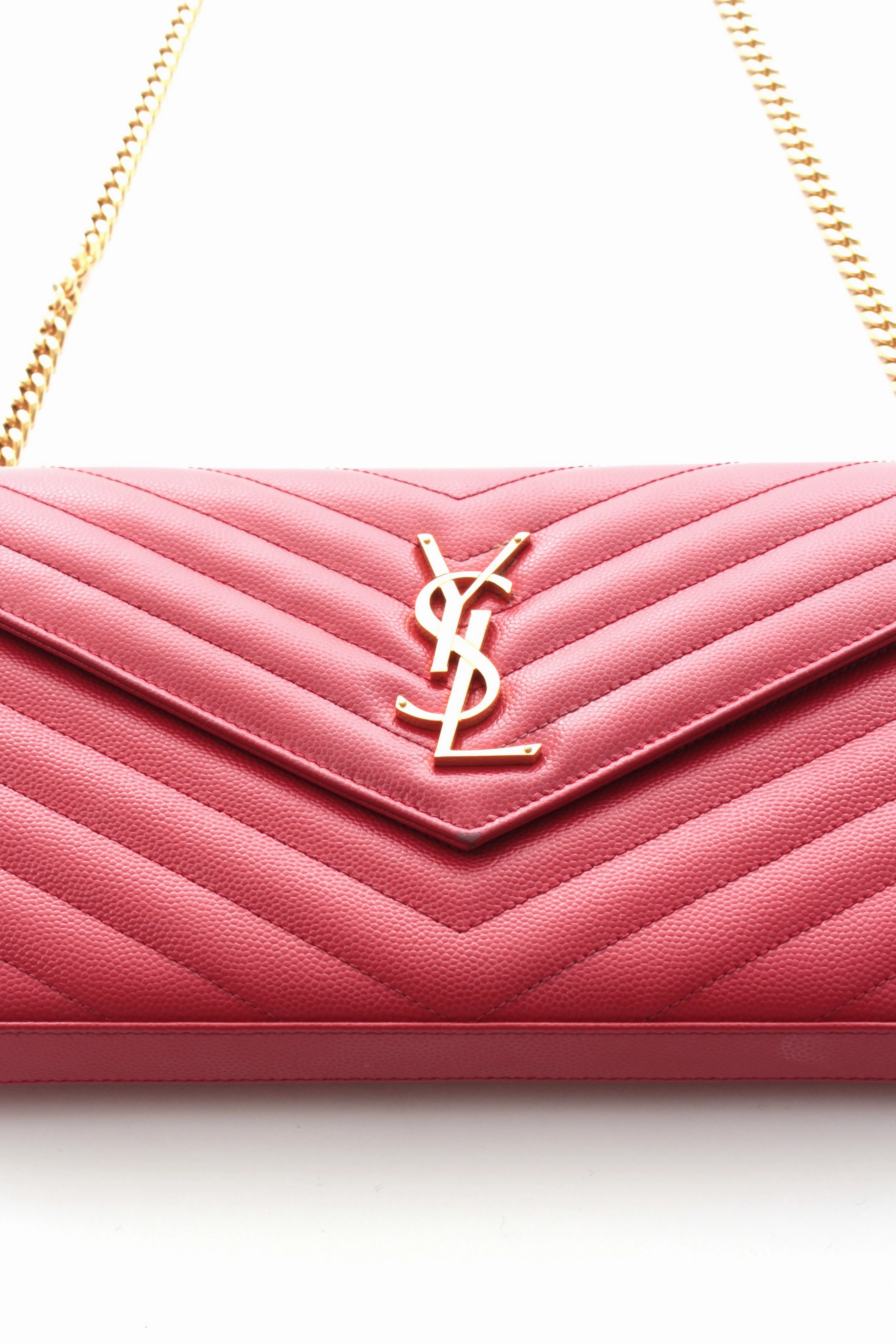 Saint Laurent Monogram Chain Wallet Bag in Matelasse Leather