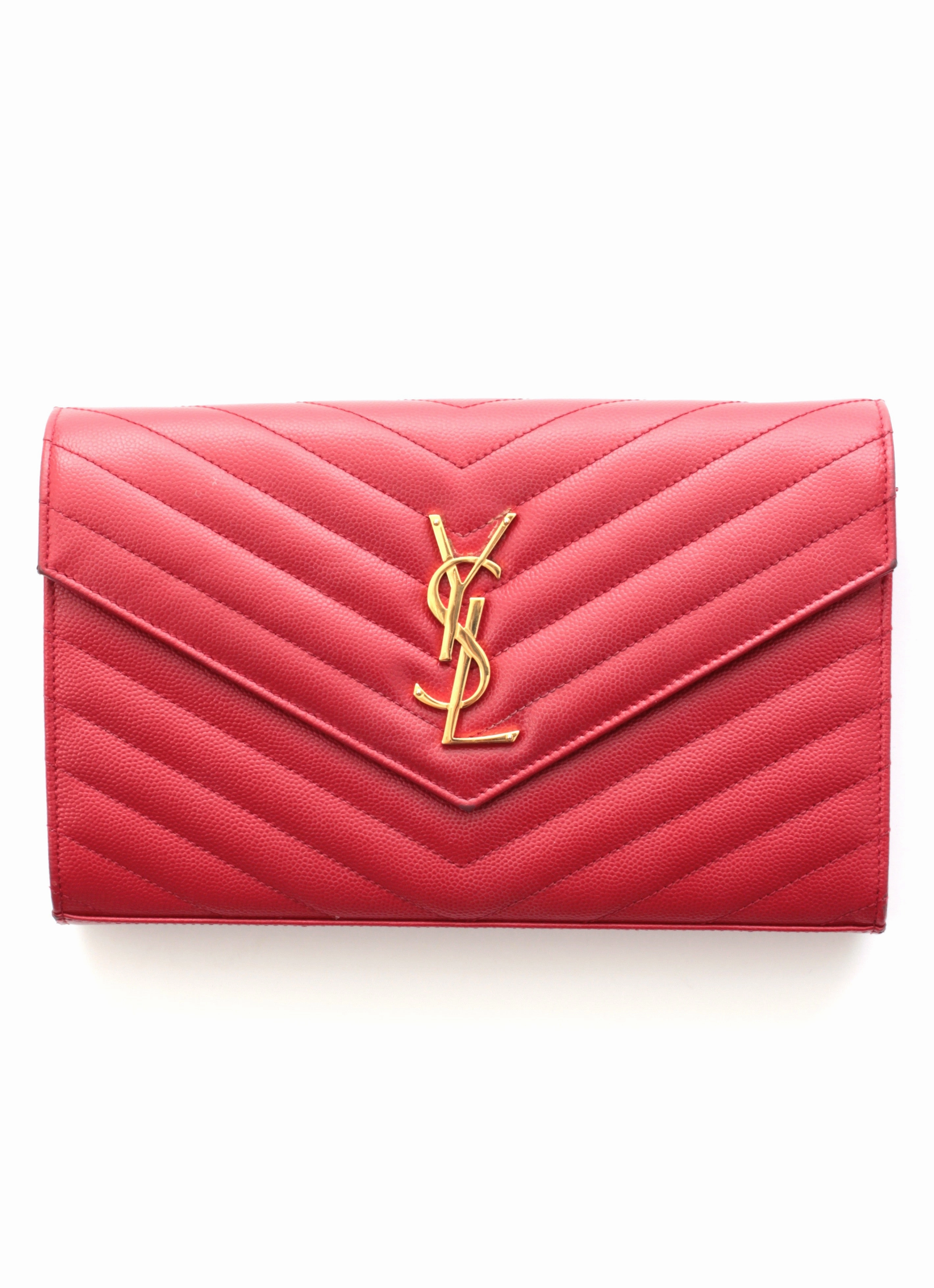 Saint Laurent Monogram Chain Wallet Bag in Matelasse Leather