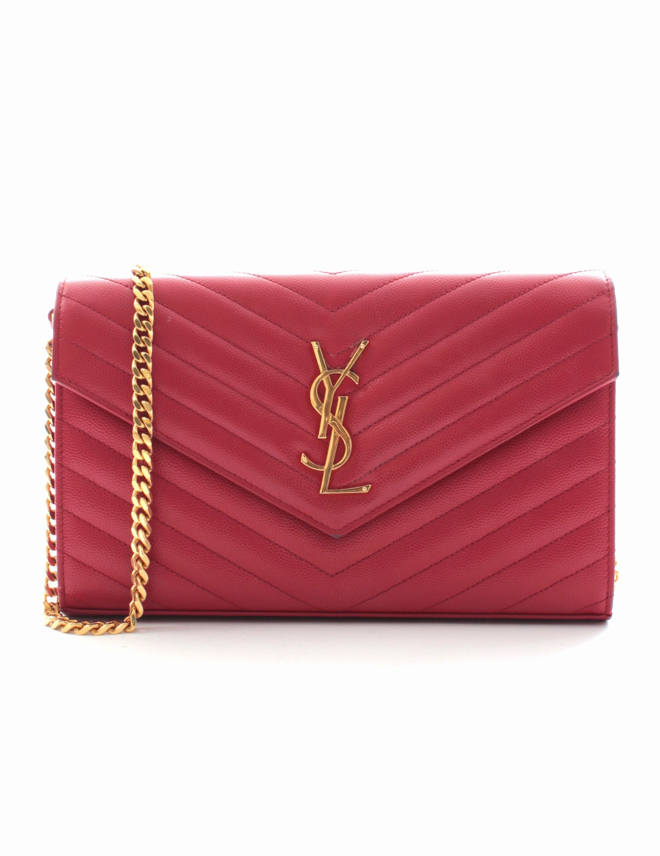 Saint Laurent Monogram Chain Wallet Bag in Matelasse Leather
