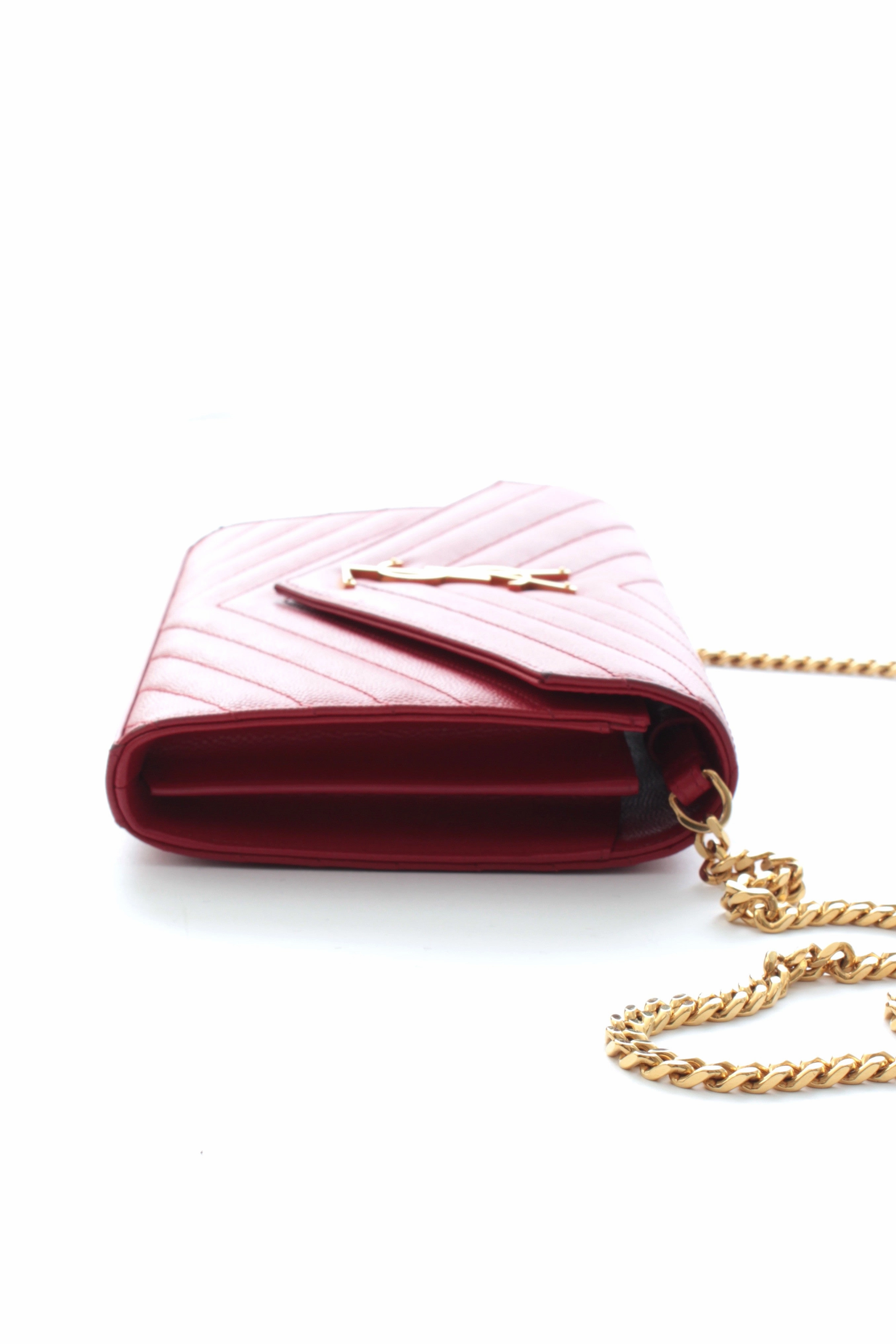 Saint Laurent Monogram Chain Wallet Bag in Matelasse Leather