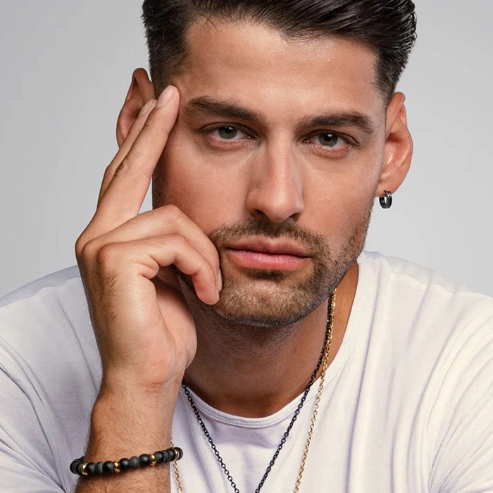 Save Brave Stainless Steel Black IP Single Mens Earring SBE-INDIA-1-BK