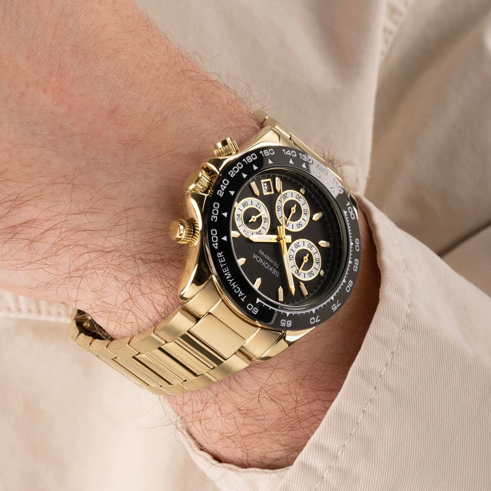 Sekonda Circuit Chronograph Men??s Gold Plated Watch 30203