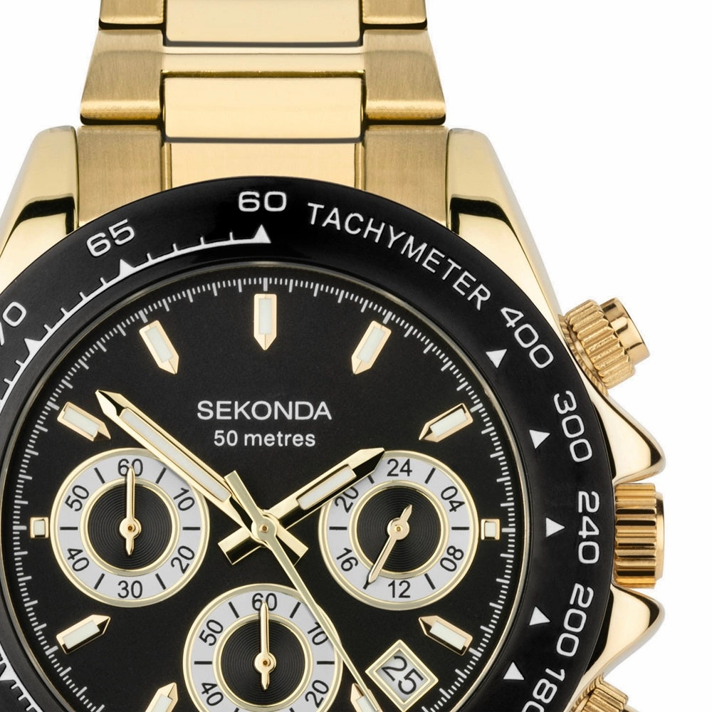 Sekonda Circuit Chronograph Men??s Gold Plated Watch 30203