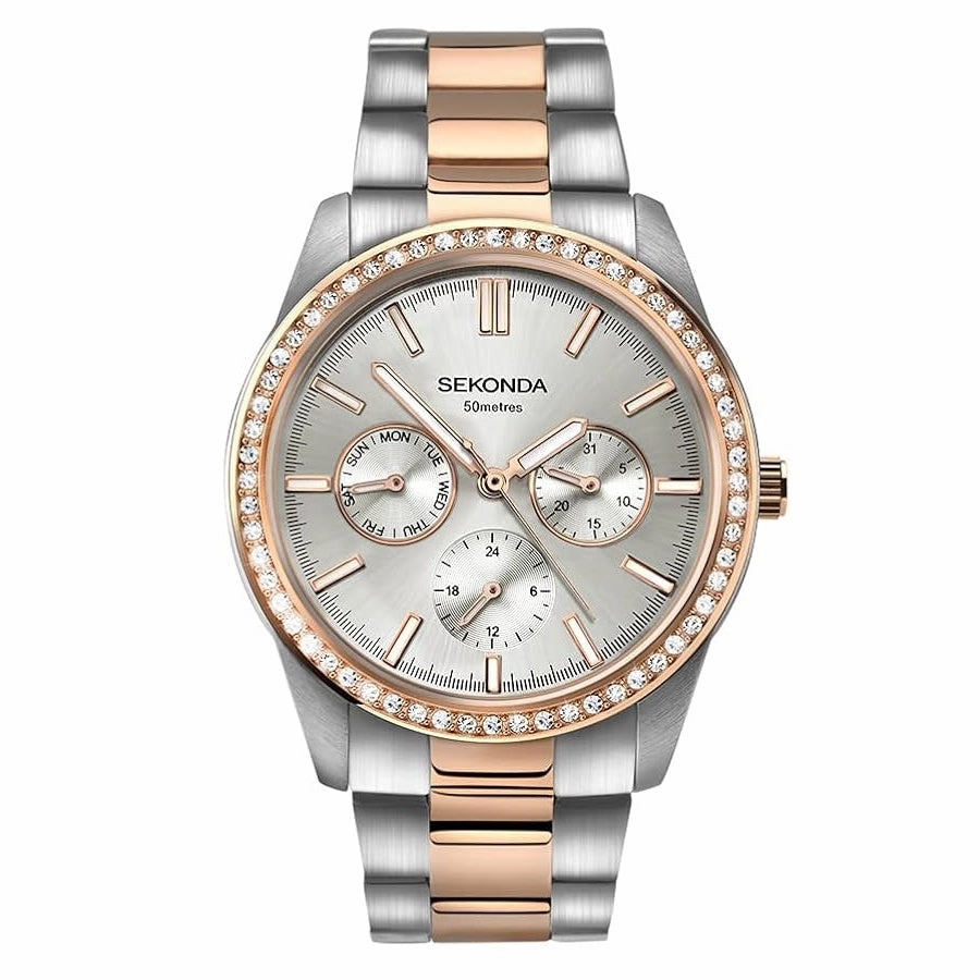 Sekonda Classic 38mm Two Tone Ladies Day Date Watch 2162