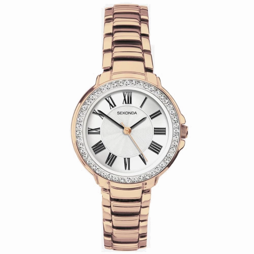 Sekonda Rose Gold Plated Crystal Set Ladies Watch 2846