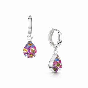 Shrieking Violet Real Flower Purple Haze Huggie Earrings BLEH05