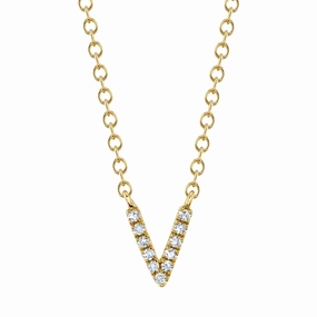Shy Creation 0.03Ct Diamond Necklace - Initial V SC55007904-V