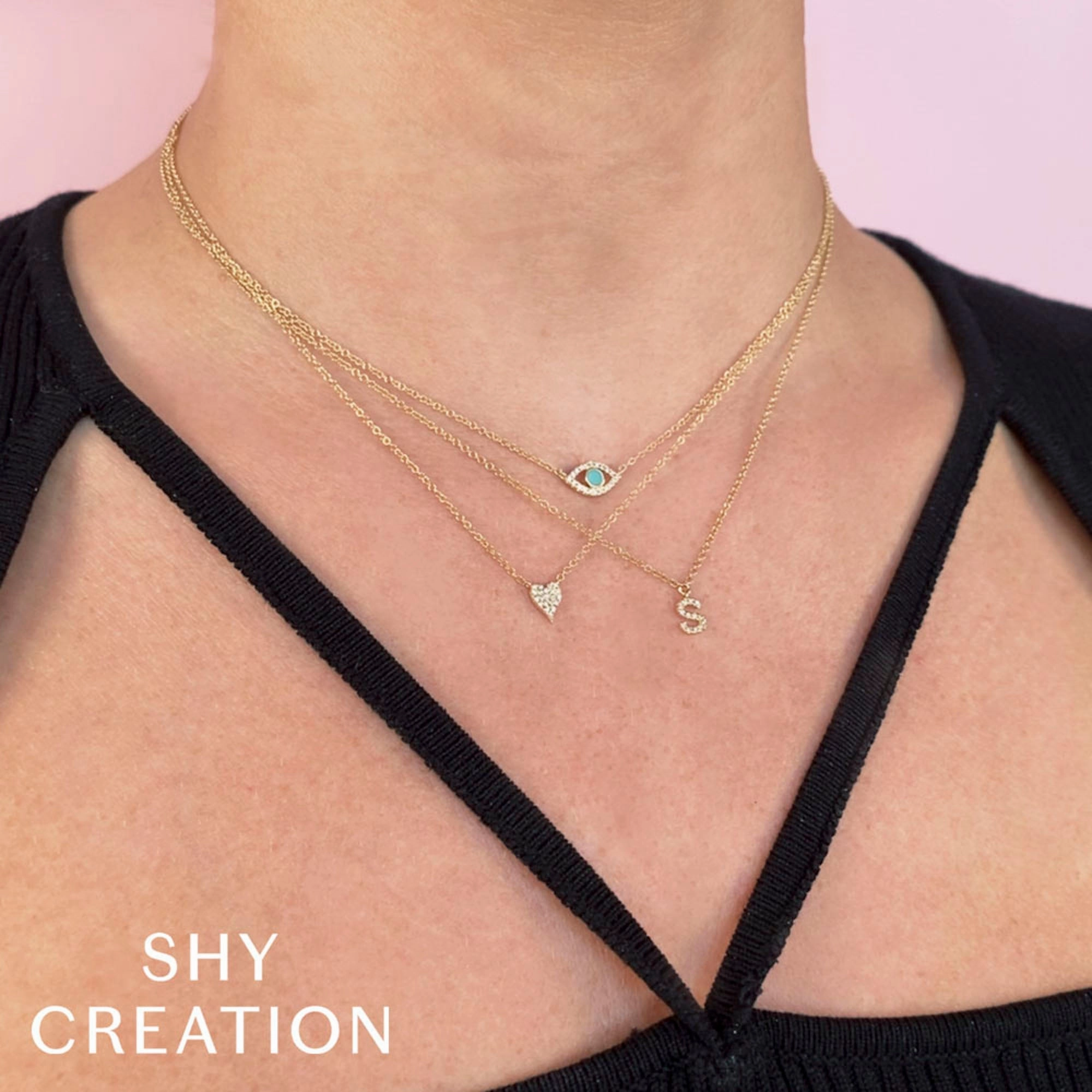 Shy Creation 0.05Ct Diamond Necklace - Initial H SC55007903-H