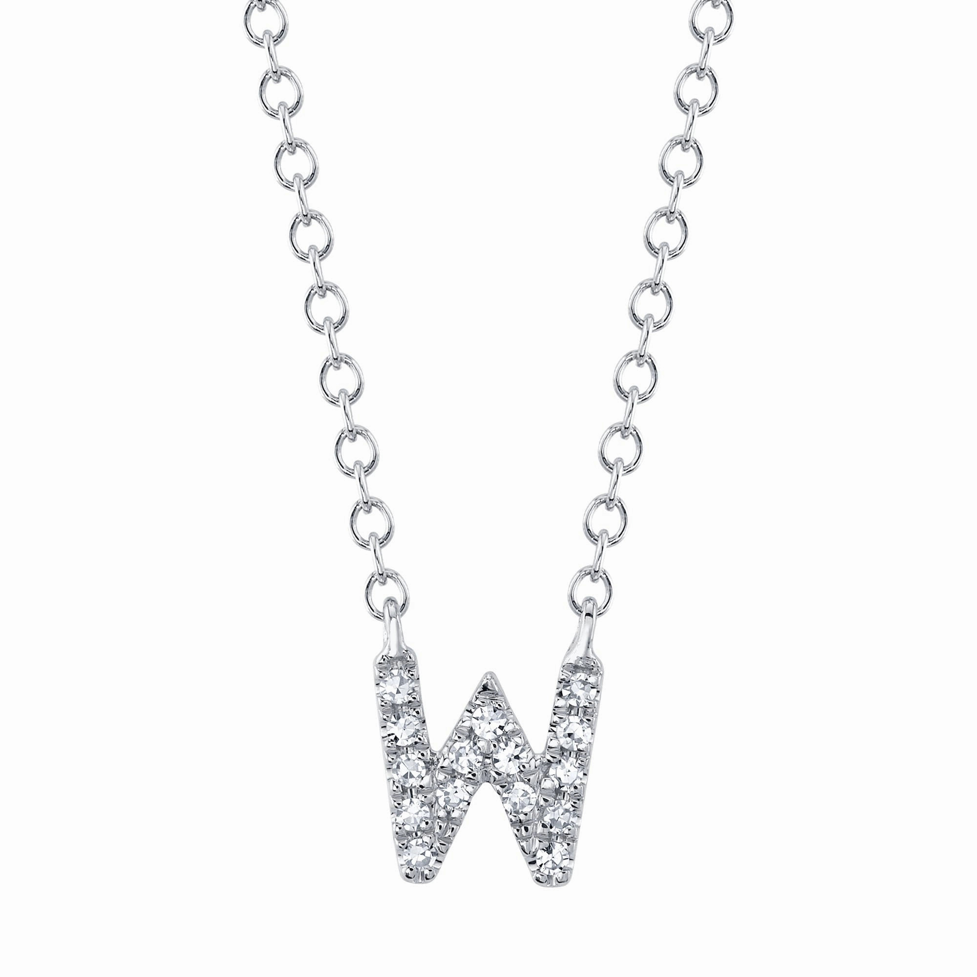 Shy Creation 0.05Ct Diamond Necklace - Initial W SC55007903-W