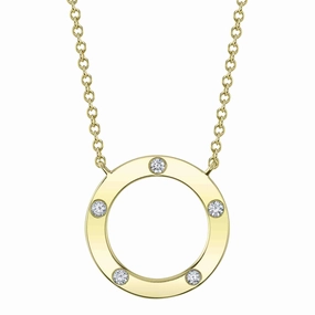 Shy Creation 0.07Ct Diamond Circle Necklace SC55026069V2