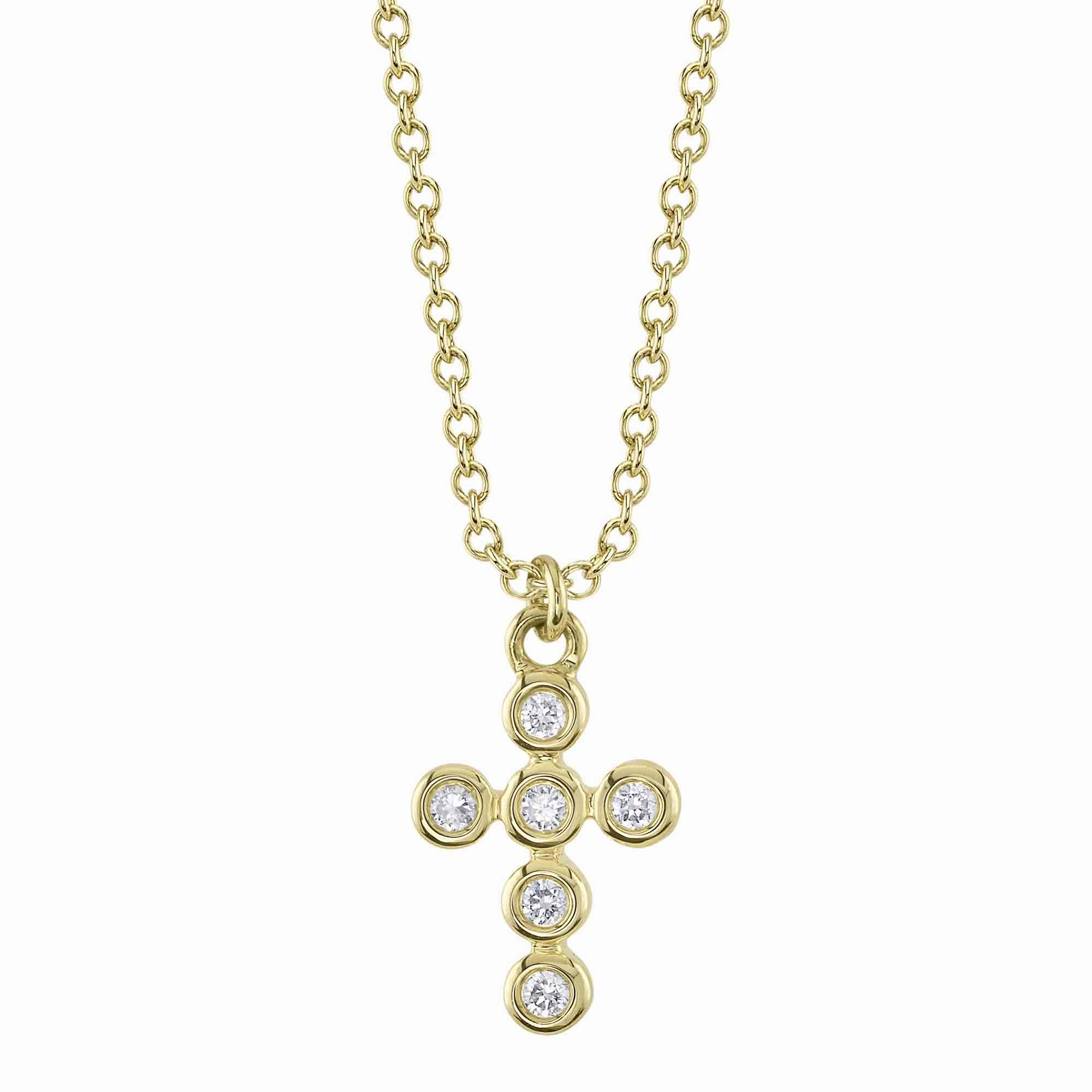 Shy Creation 0.08Ct Diamond Bezel Cross Necklace SC55021367V2