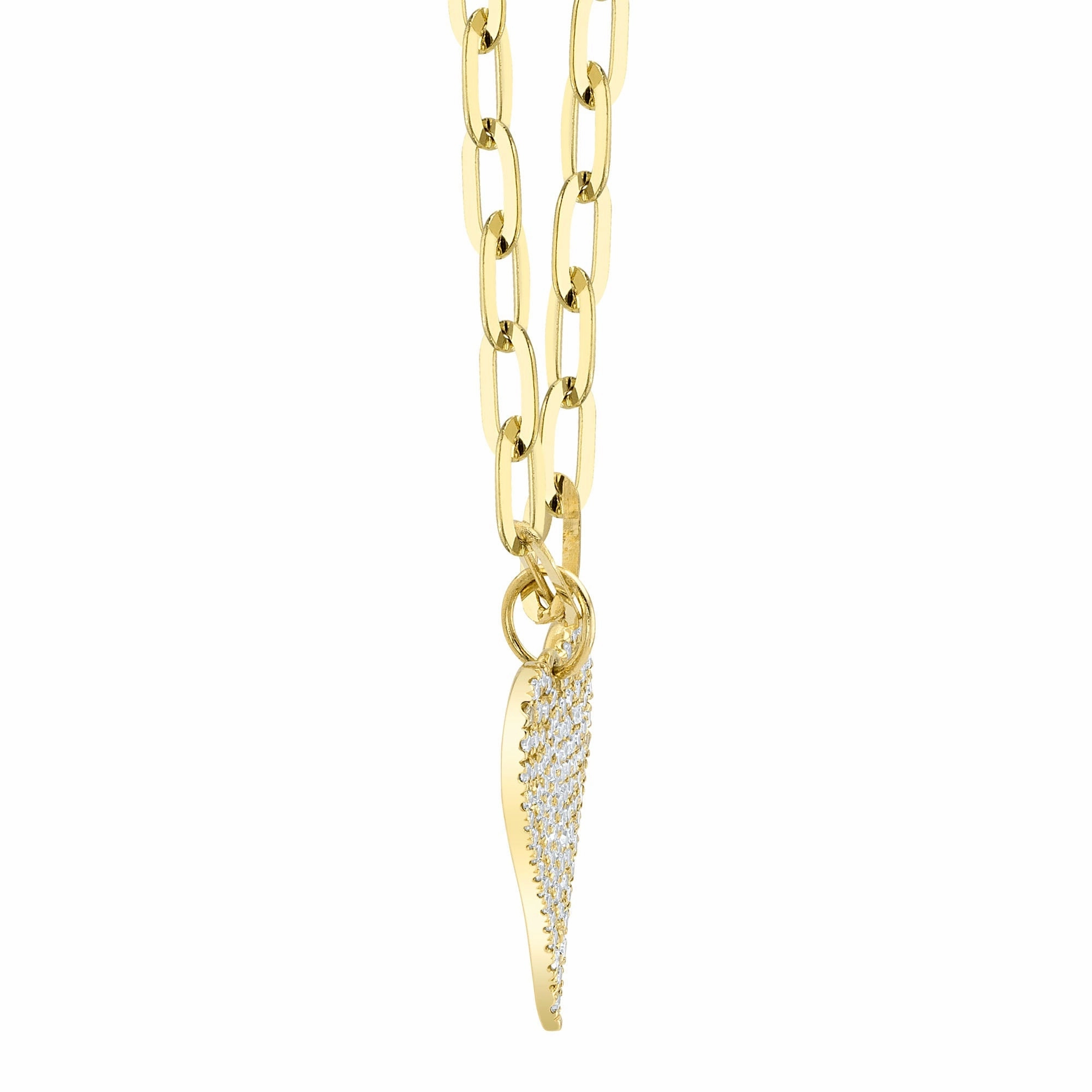 Shy Creation 0.21Ct Diamond Pave Heart Paper Clip Link Necklace SC55022785V2