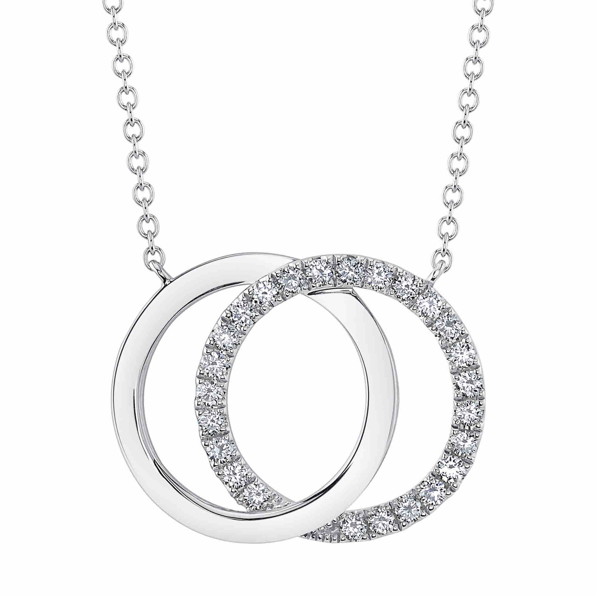 Shy Creation 0.31Ct Diamond Love Knot Circle Necklace SC55022495