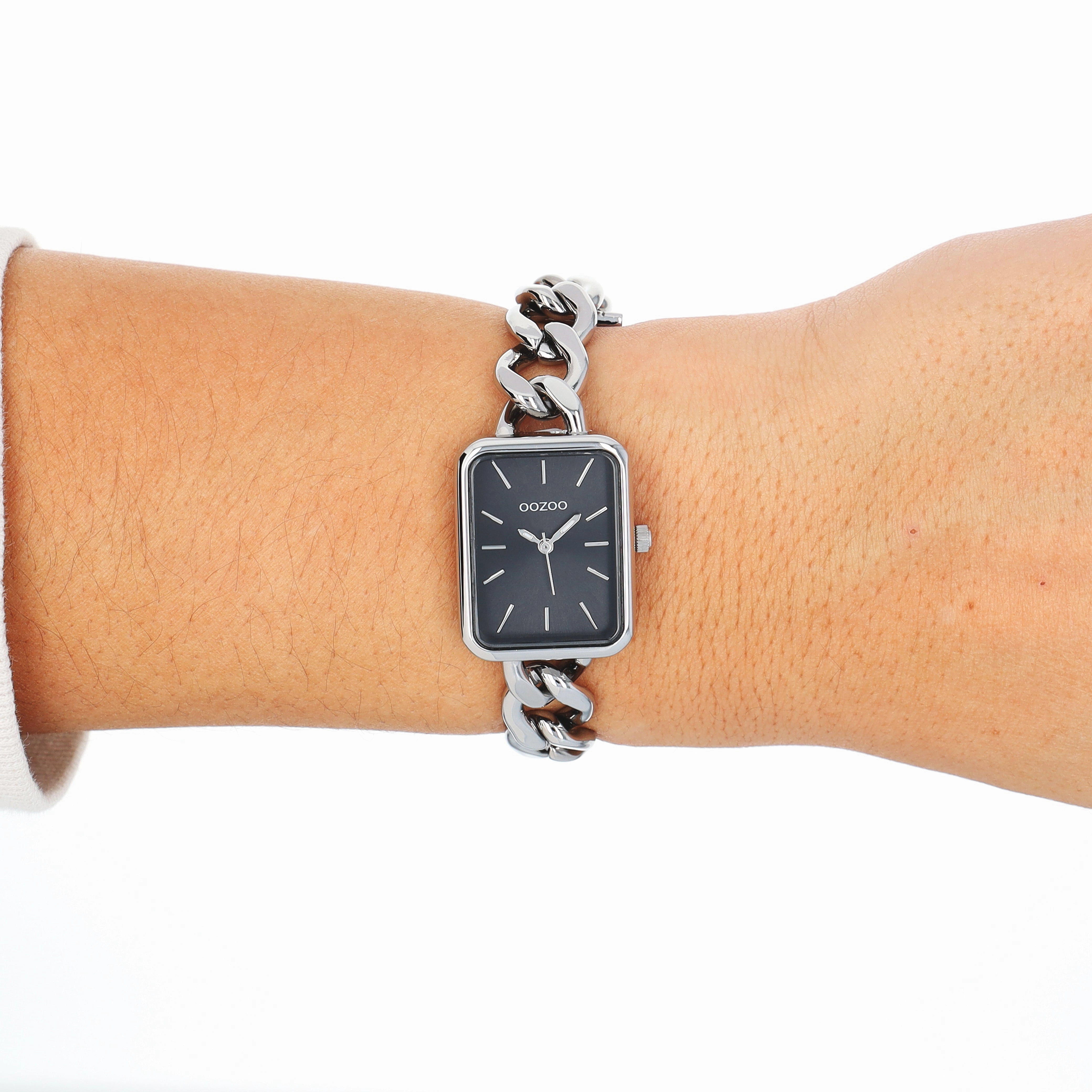 Silver coloured OOZOO watch with chain bracelet - C11131