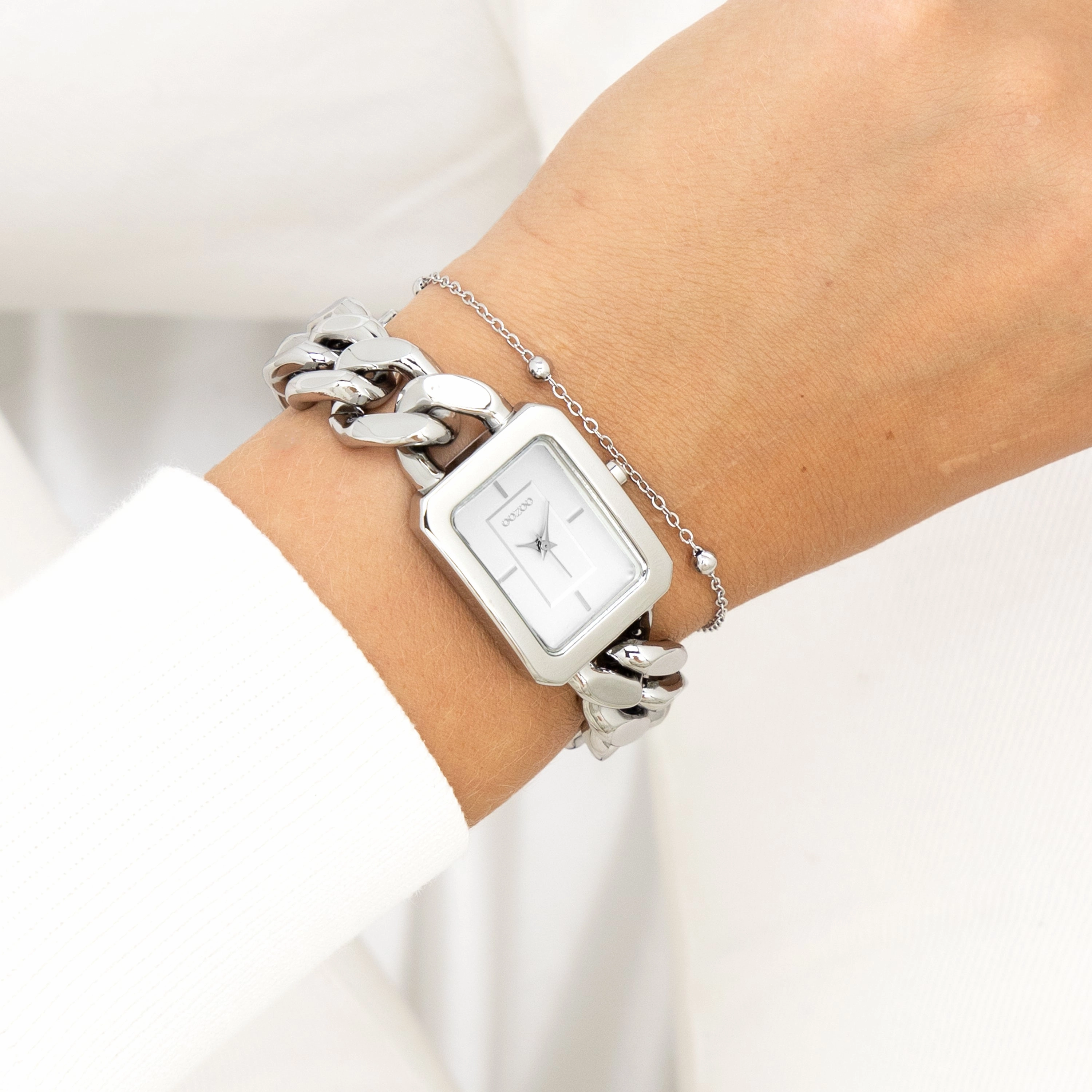 Silver coloured OOZOO watch with chain bracelet - C11270