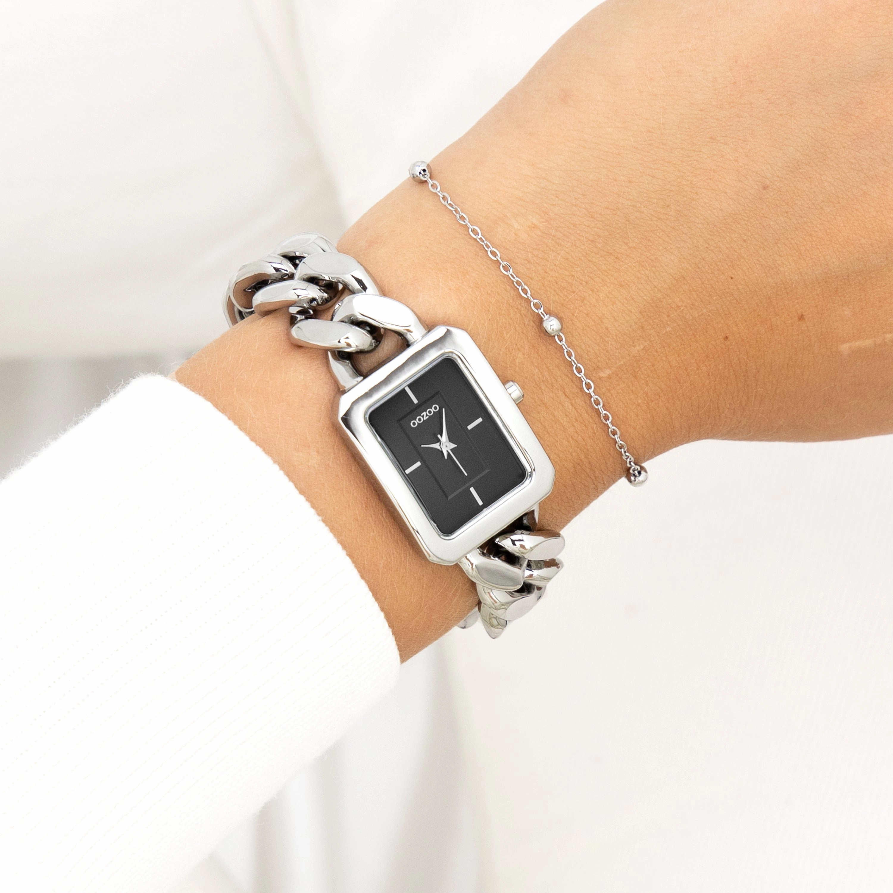 Silver coloured OOZOO watch with chain bracelet - C11271