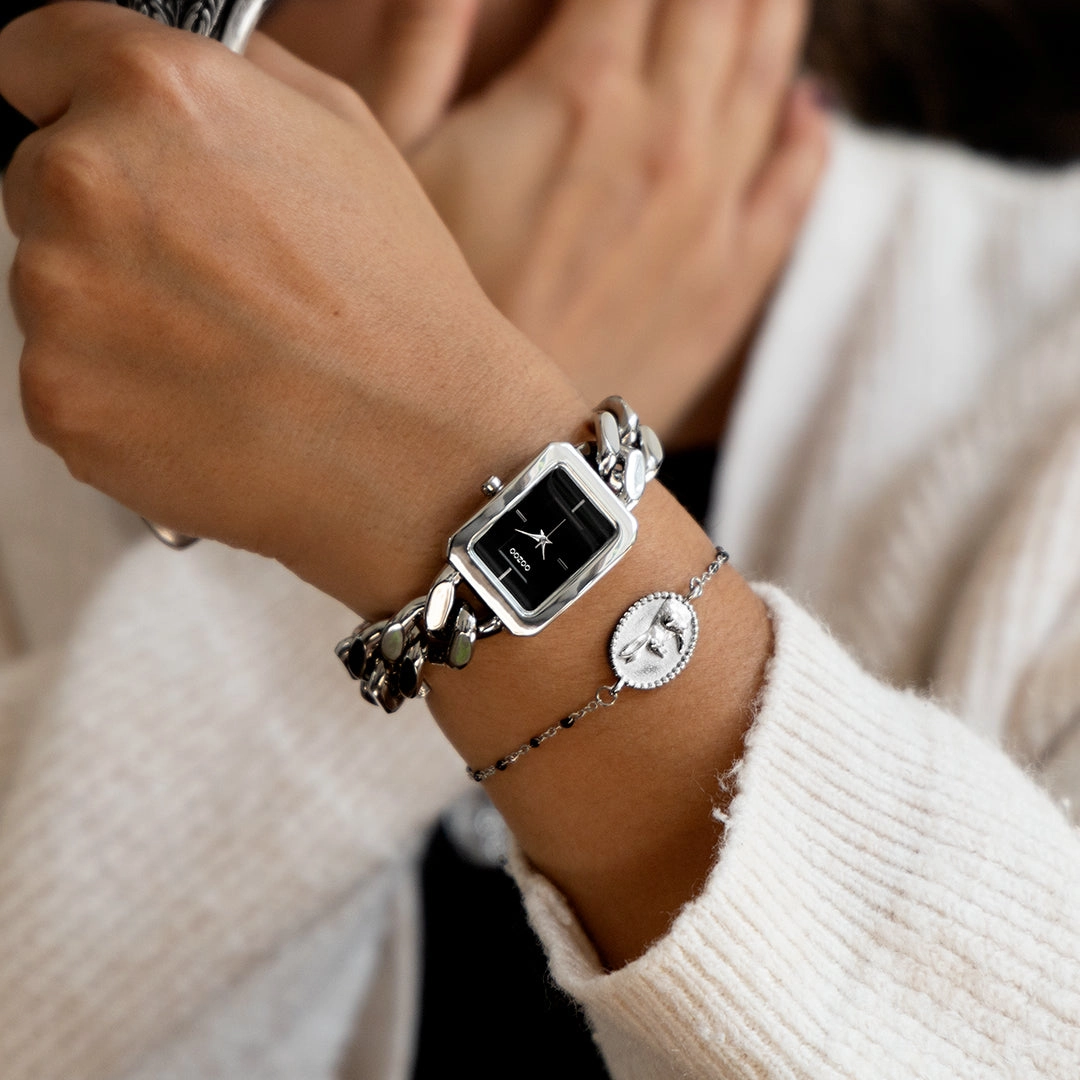 Silver coloured OOZOO watch with chain bracelet - C11271