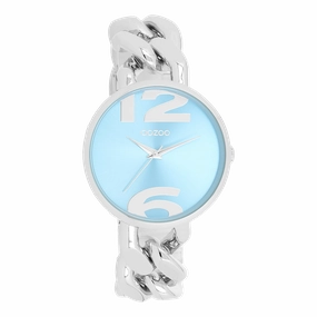Silver coloured OOZOO watch with chunky chain bracelet - C11350