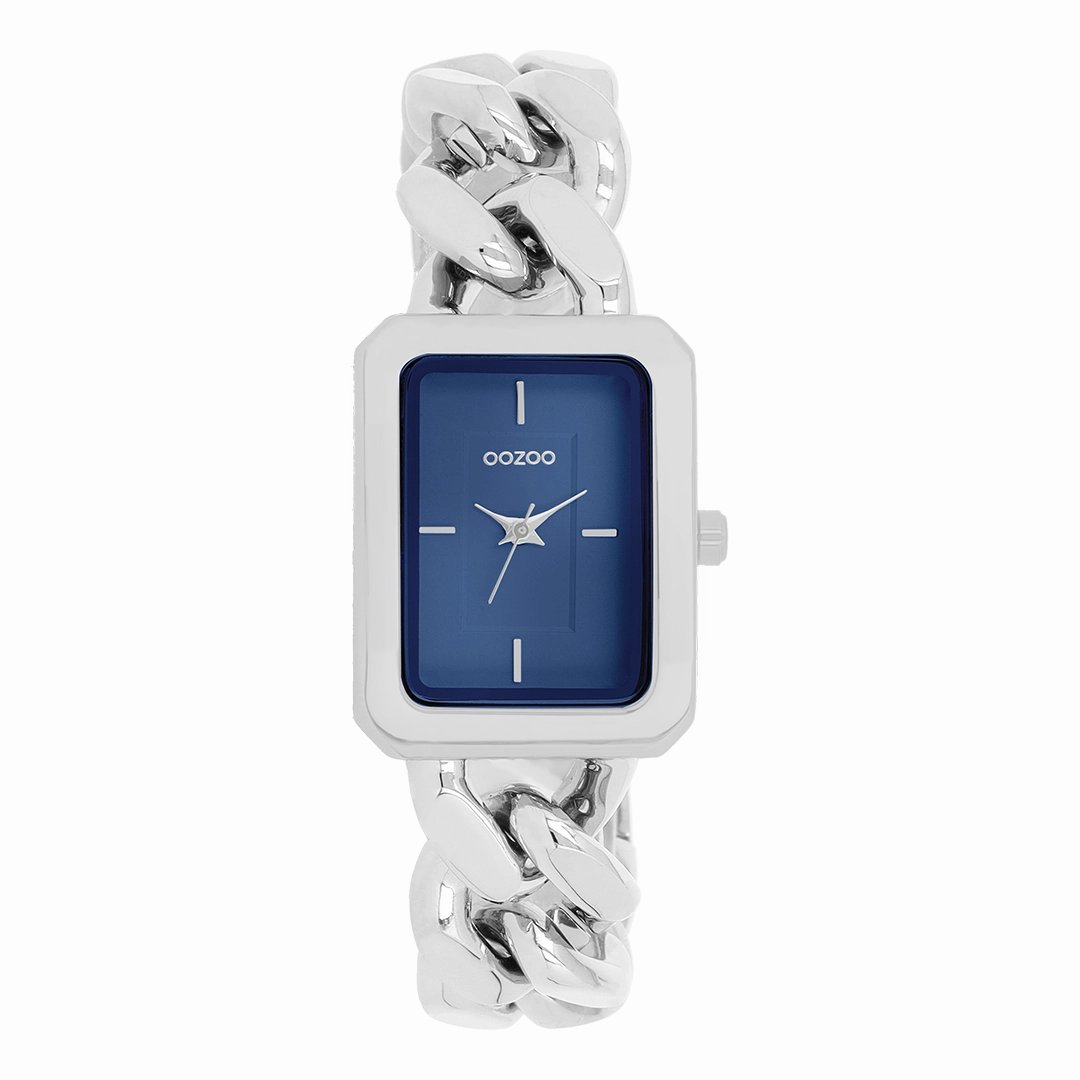 Silver coloured OOZOO watch with chunky chain bracelet - C11352
