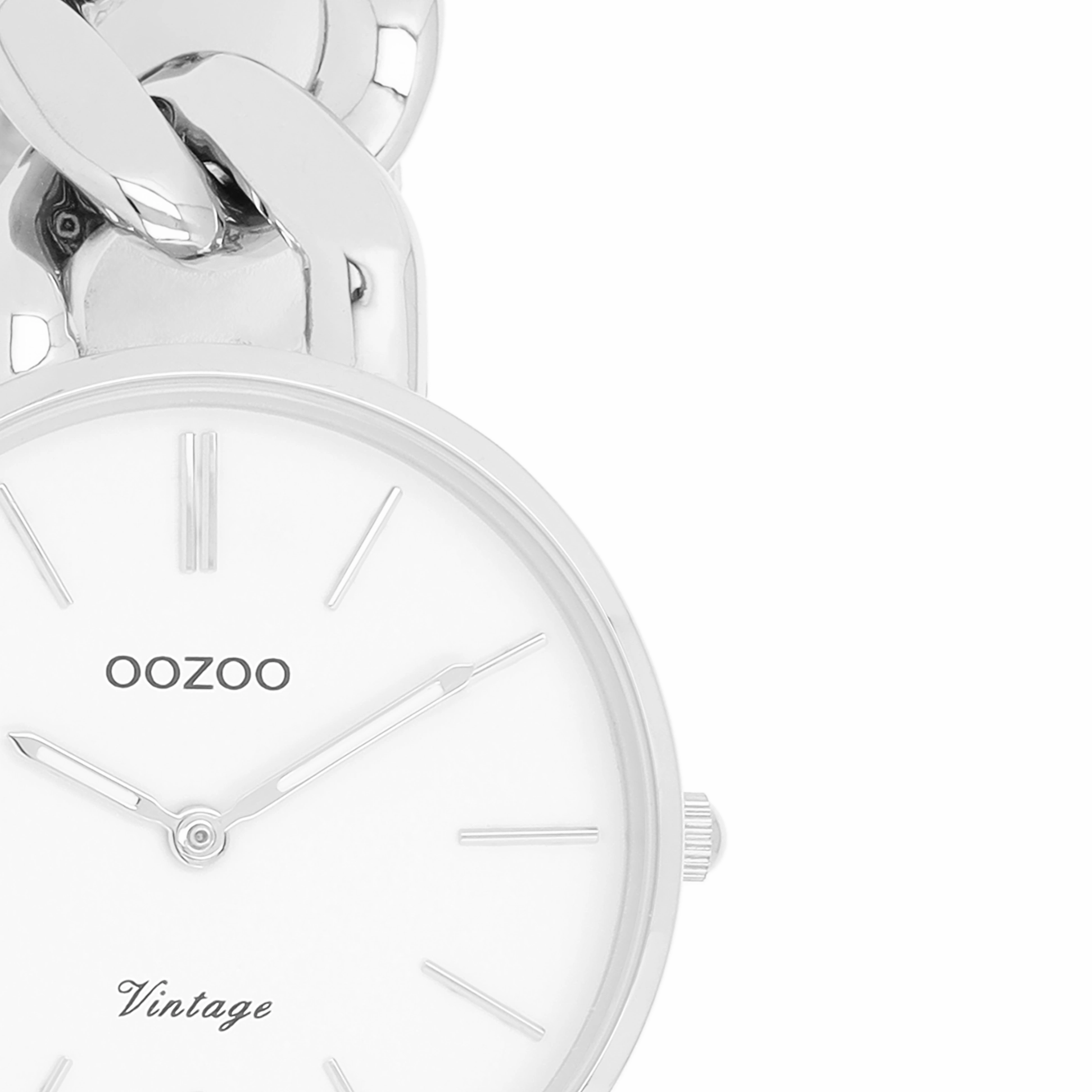 Silver coloured OOZOO watch with chunky chain bracelet - C20355