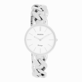 Silver coloured OOZOO watch with chunky chain bracelet - C20355