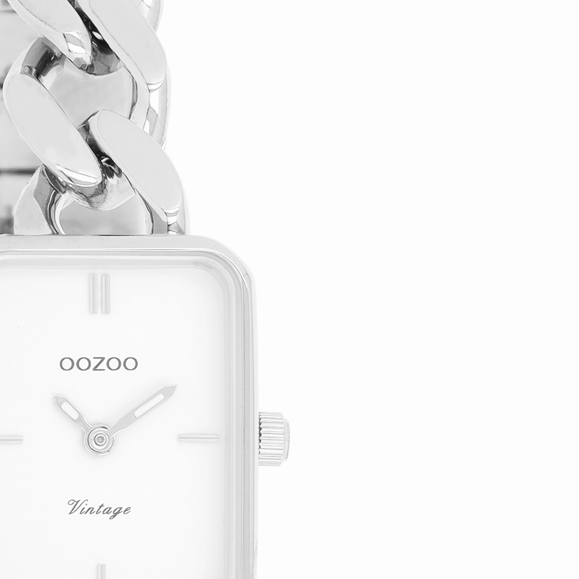 Silver coloured OOZOO watch with chunky chain bracelet - C20360