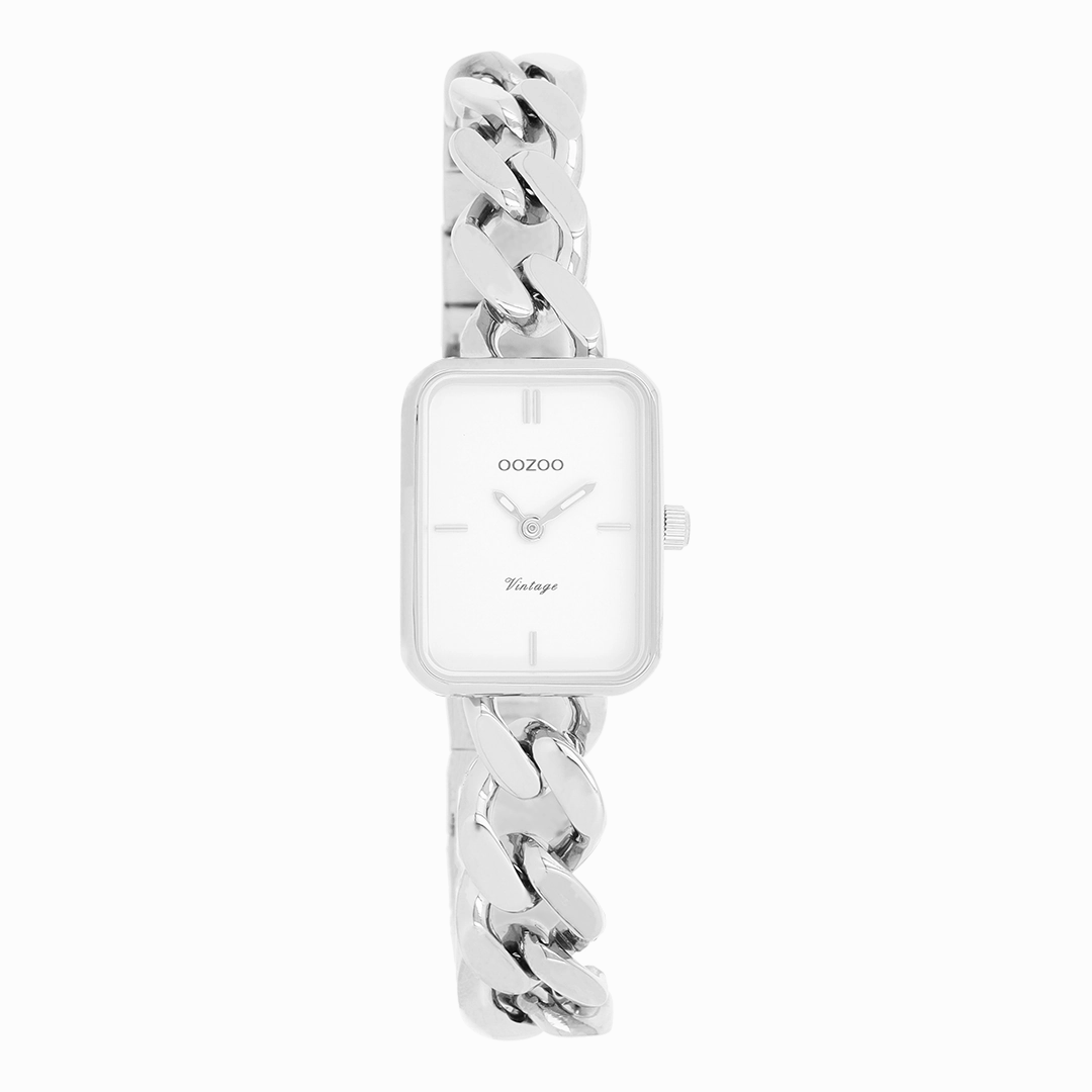 Silver coloured OOZOO watch with chunky chain bracelet - C20360