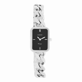 Silver coloured OOZOO watch with chunky chain bracelet - C20361
