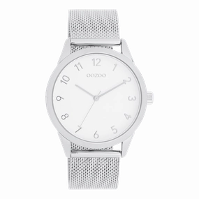 Silver coloured OOZOO watch with metal mesh bracelet - C11320