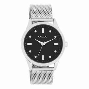 Silver coloured OOZOO watch with metal mesh bracelet - C11356
