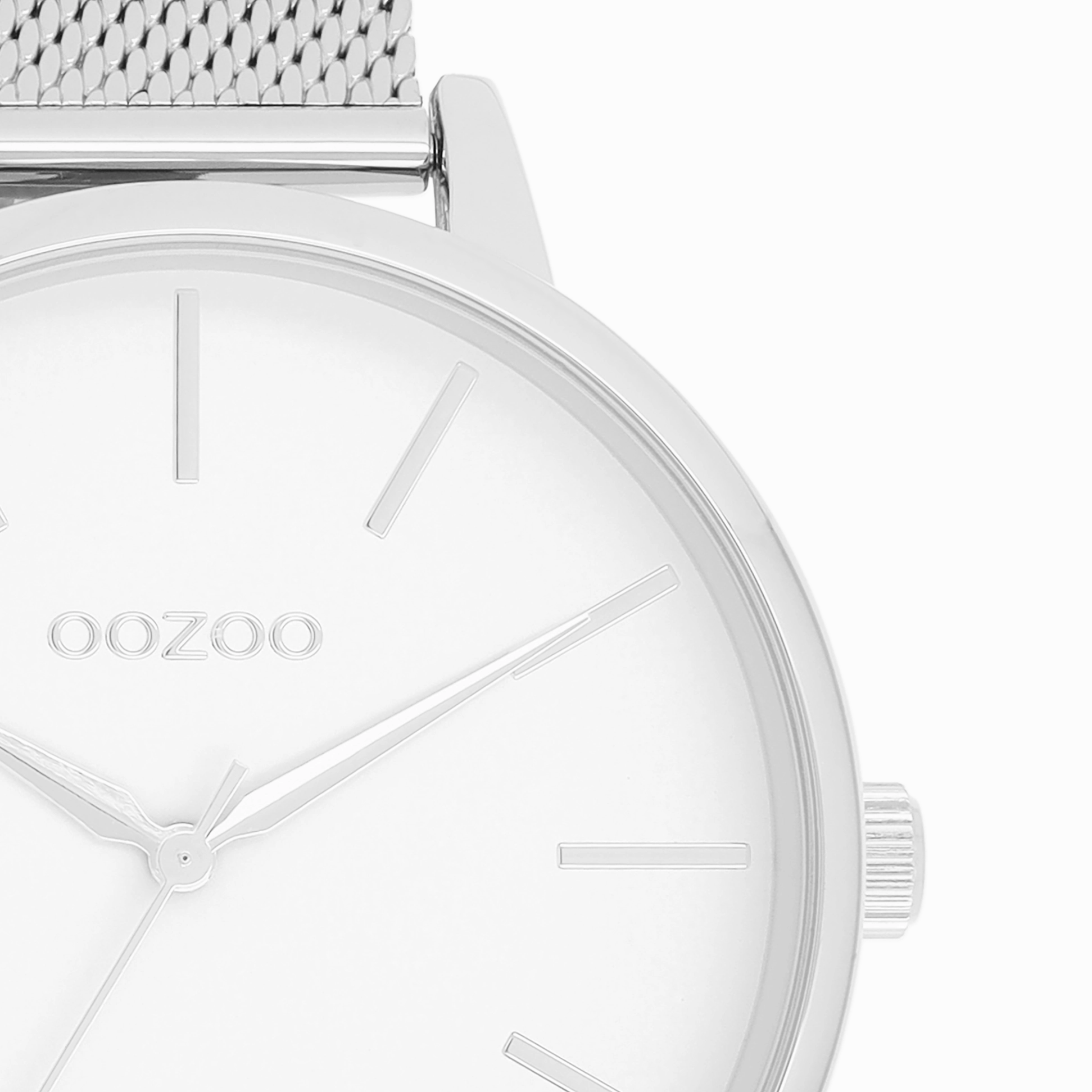 Silver coloured OOZOO watch with metal mesh bracelet - C11362