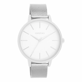 Silver coloured OOZOO watch with metal mesh bracelet - C11362