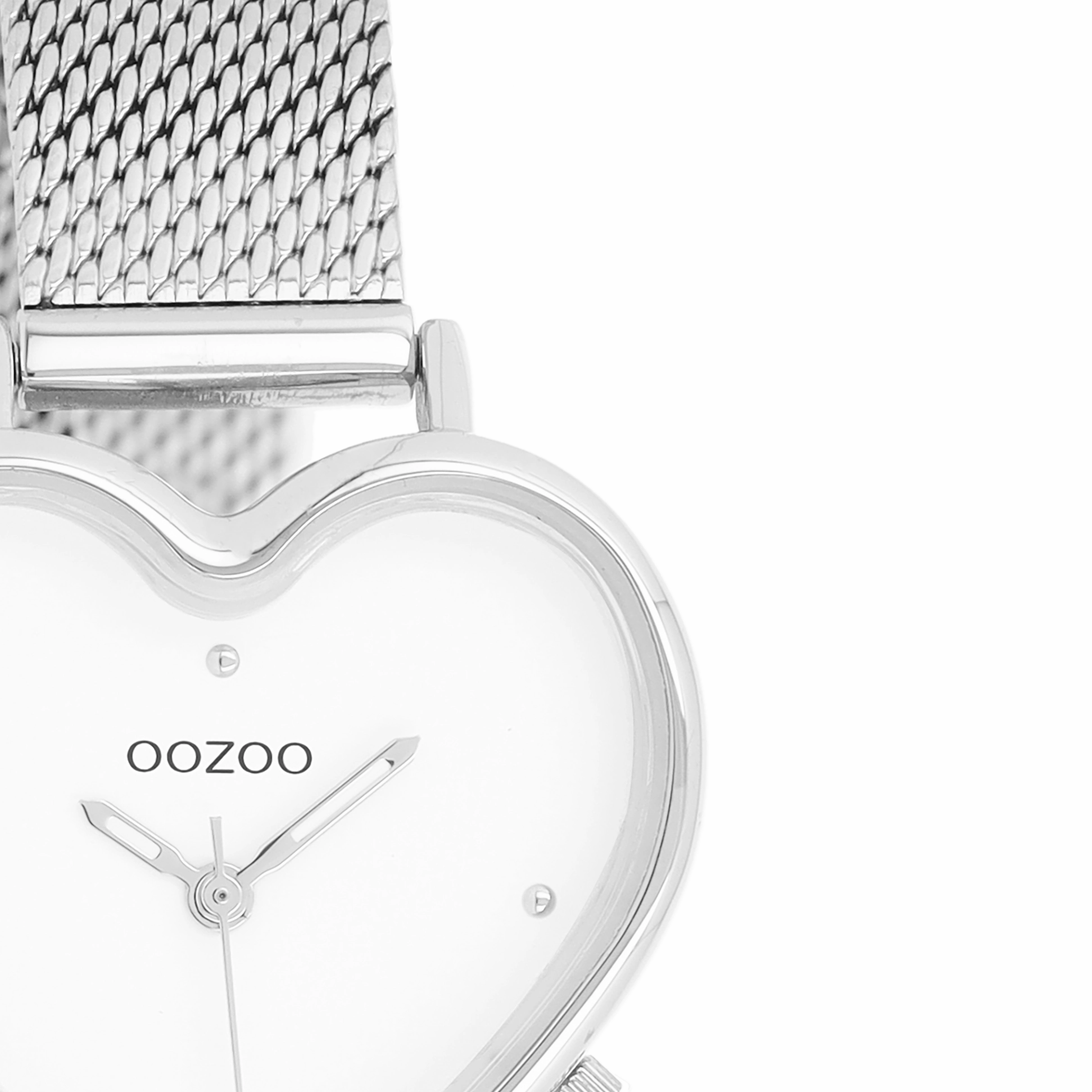 Silver coloured OOZOO watch with metal mesh bracelet - C11413