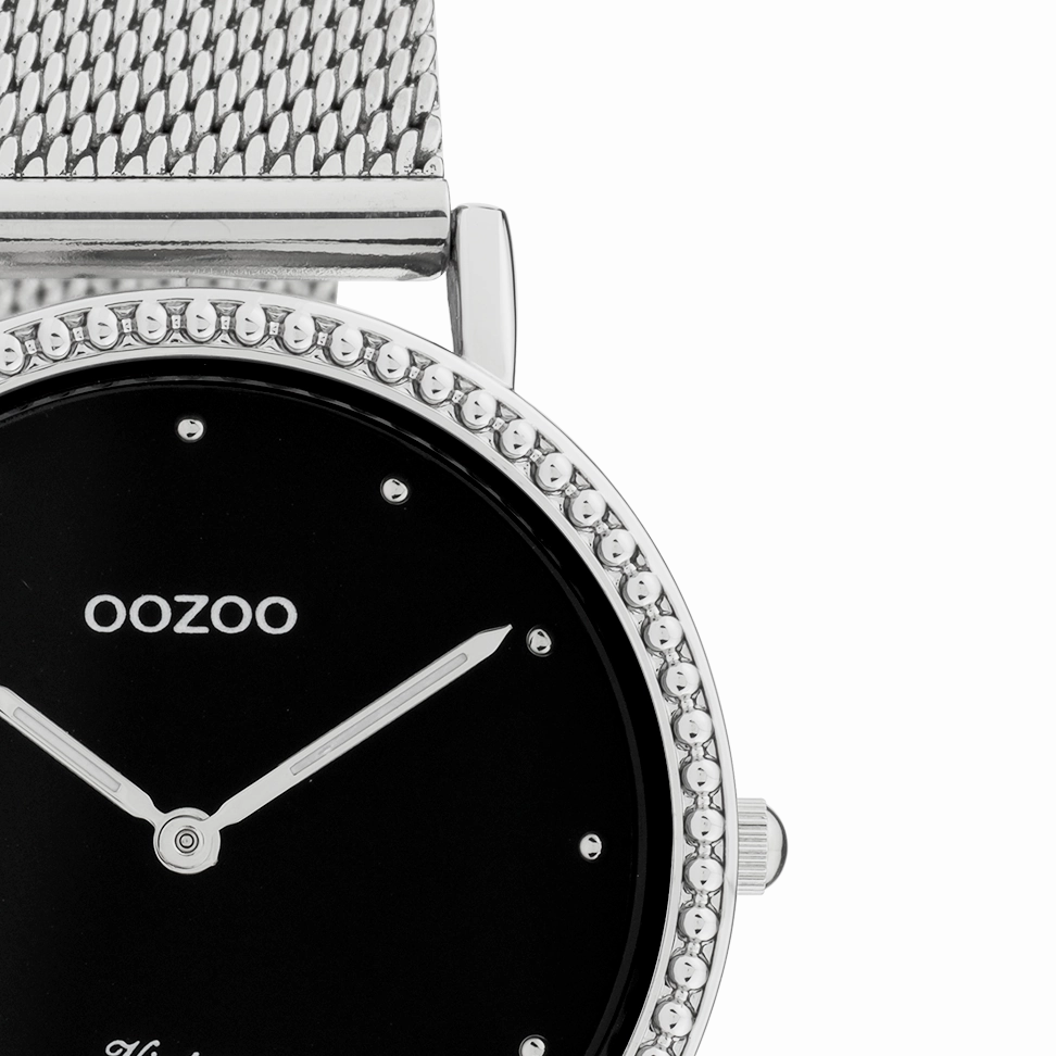 Silver coloured OOZOO watch with metal mesh bracelet - C20052