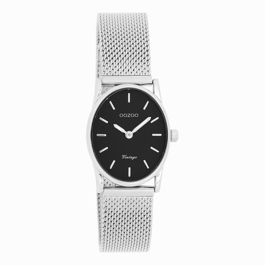 Silver coloured OOZOO watch with metal mesh bracelet - C20257