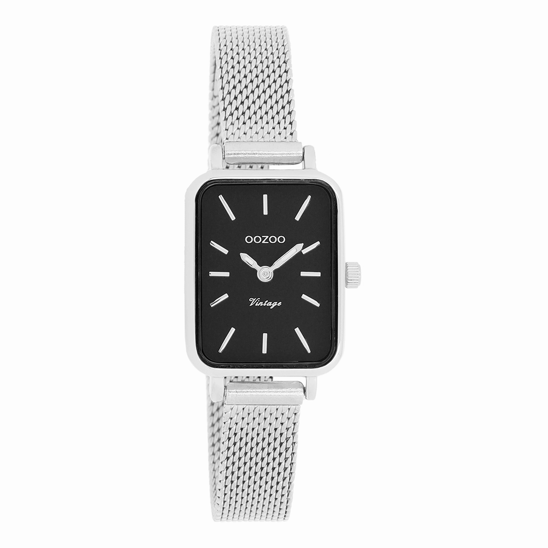 Silver coloured OOZOO watch with metal mesh bracelet - C20267