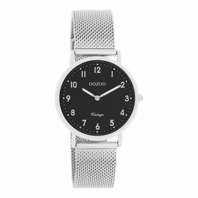 Silver coloured OOZOO watch with metal mesh bracelet - C20346