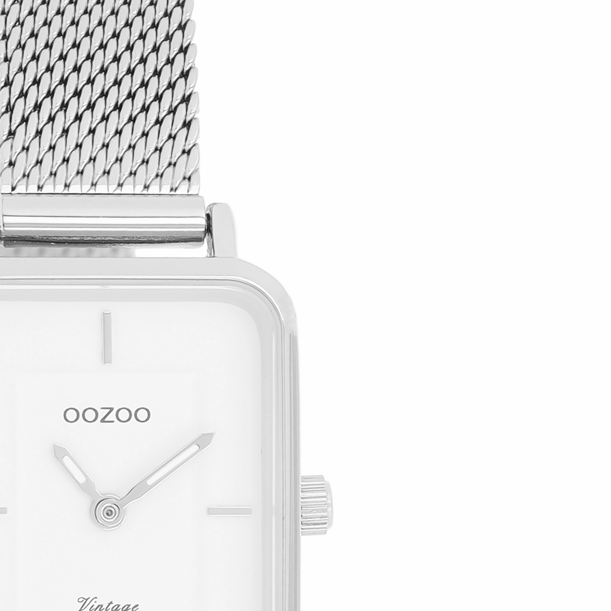 Silver coloured OOZOO watch with metal mesh bracelet - C20350
