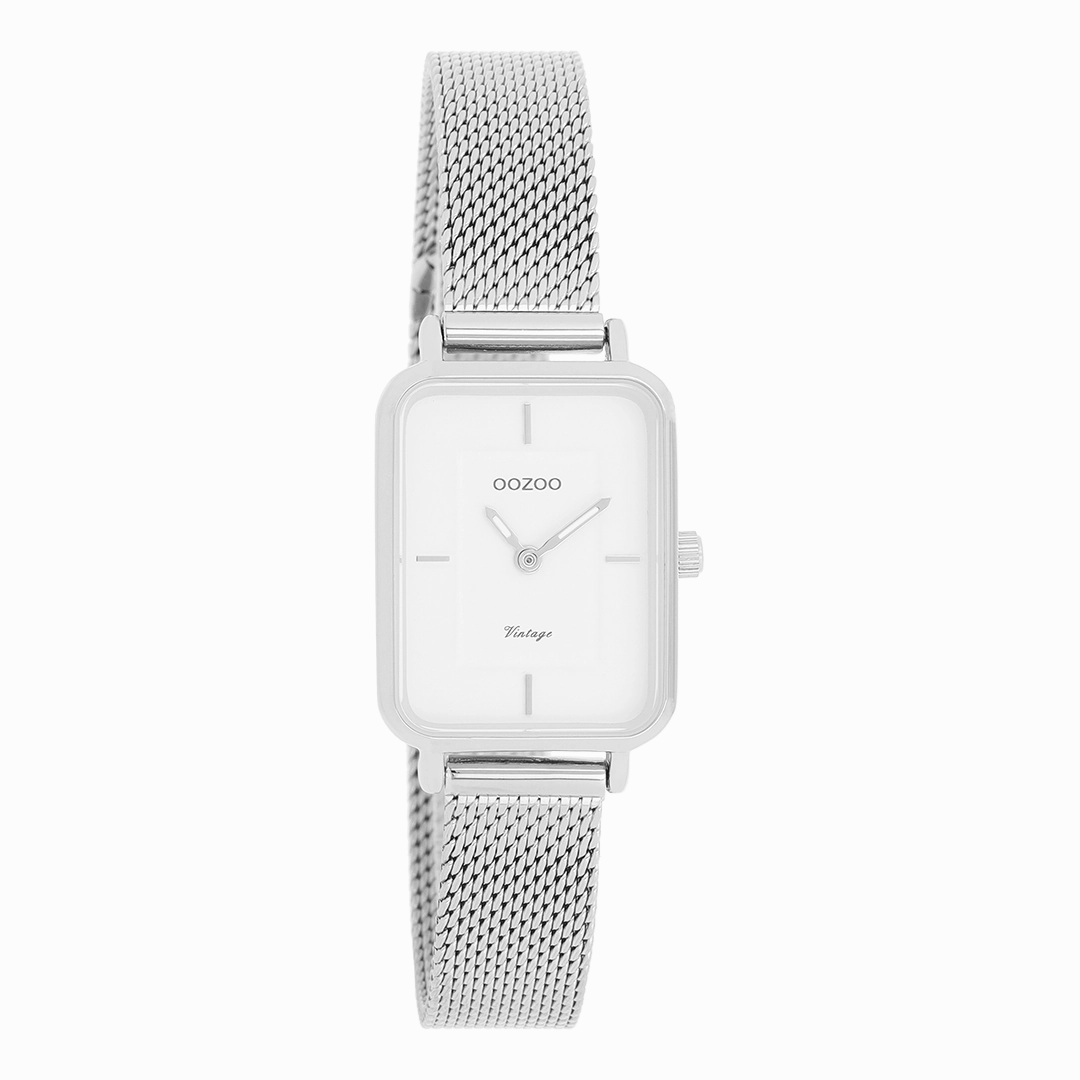 Silver coloured OOZOO watch with metal mesh bracelet - C20350