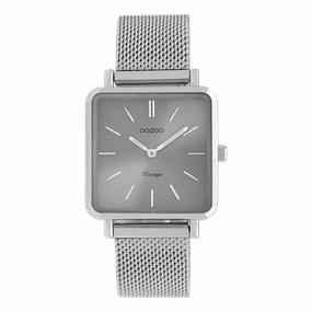 Silver coloured OOZOO watch with metal mesh bracelet - C9842