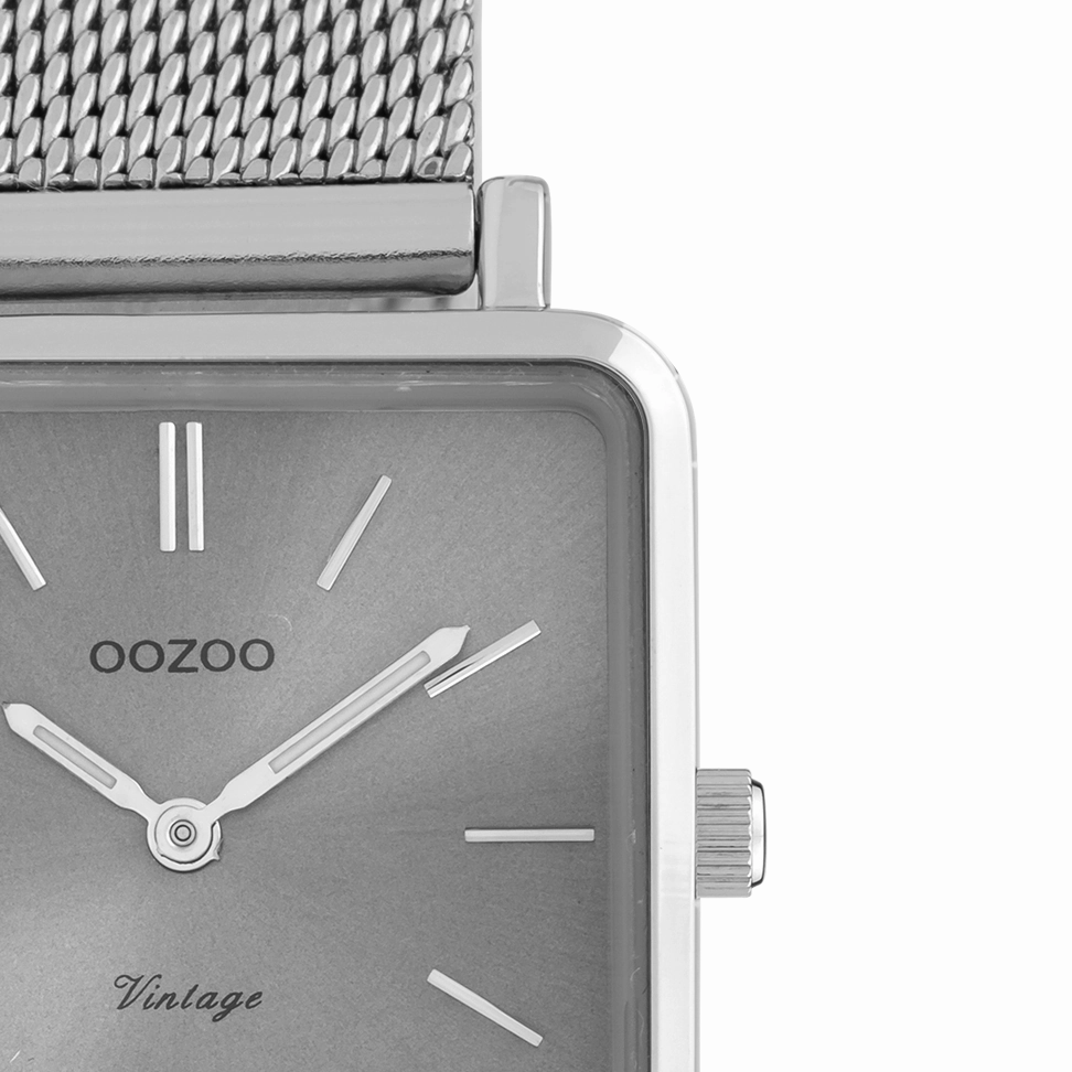 Silver coloured OOZOO watch with metal mesh bracelet - C9842