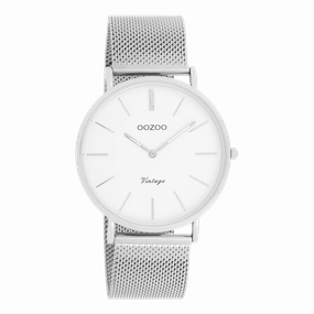 Silver coloured OOZOO watch with metal mesh bracelet - C9901