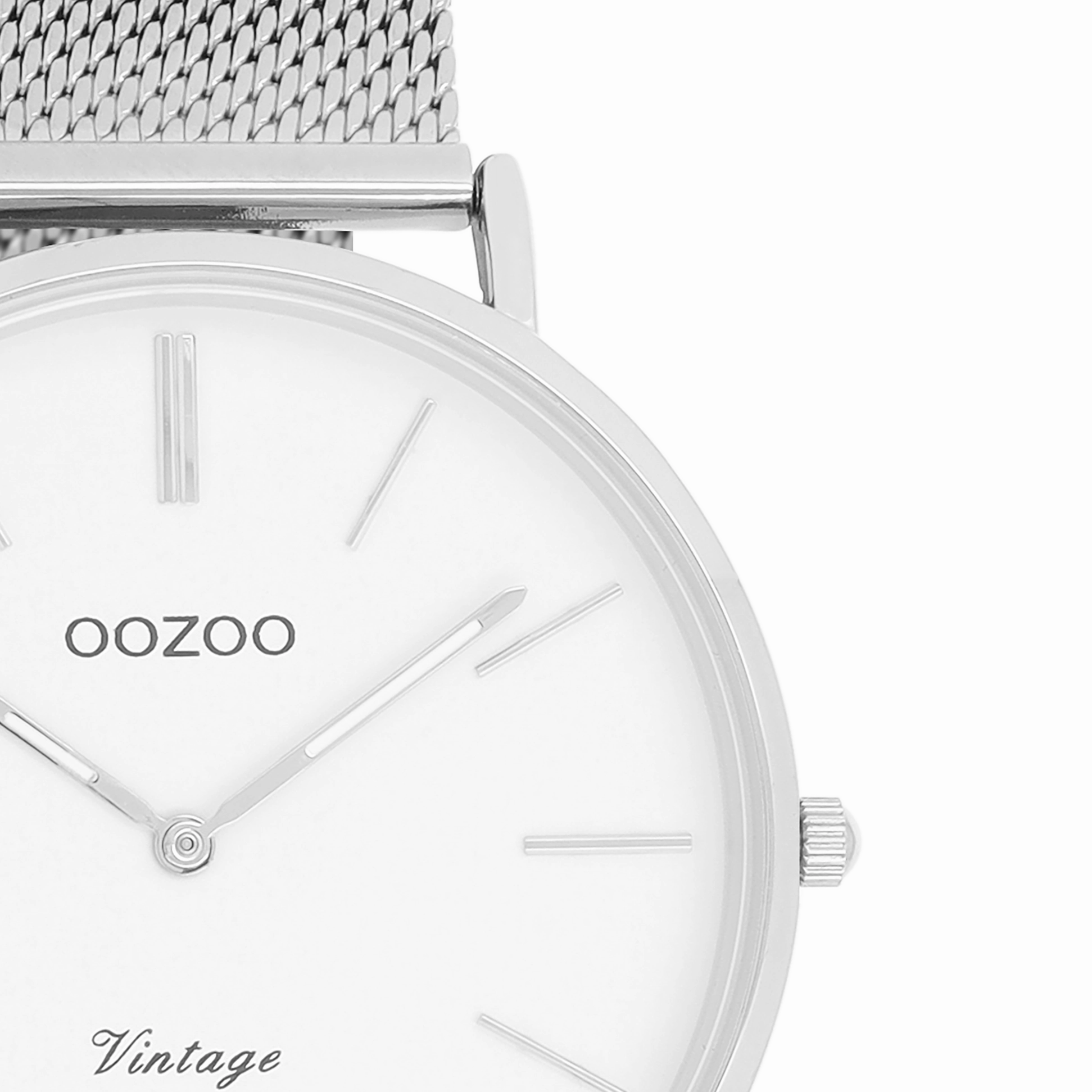 Silver coloured OOZOO watch with metal mesh bracelet - C9901