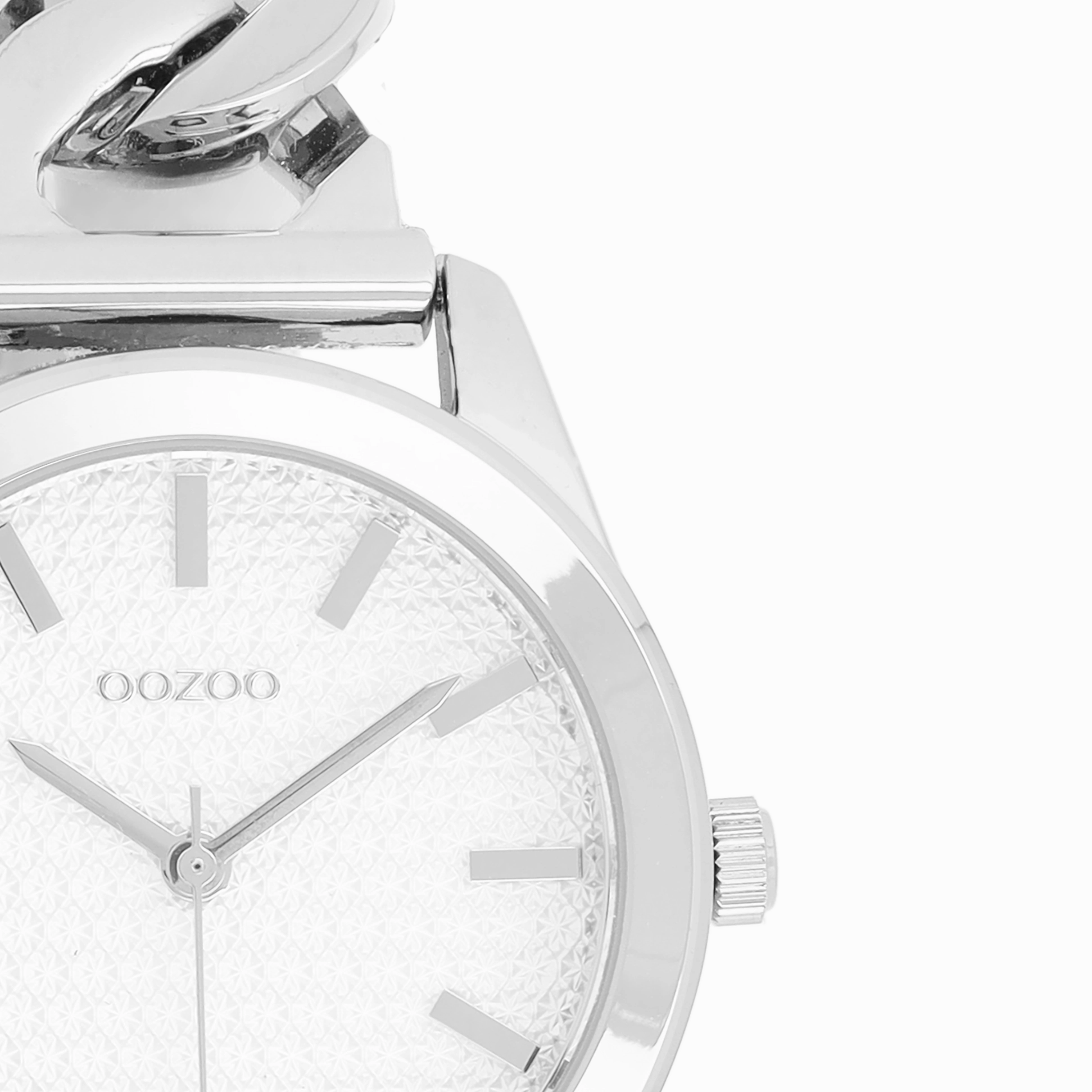 Silver coloured OOZOO watch with petit chain bracelet - C11418