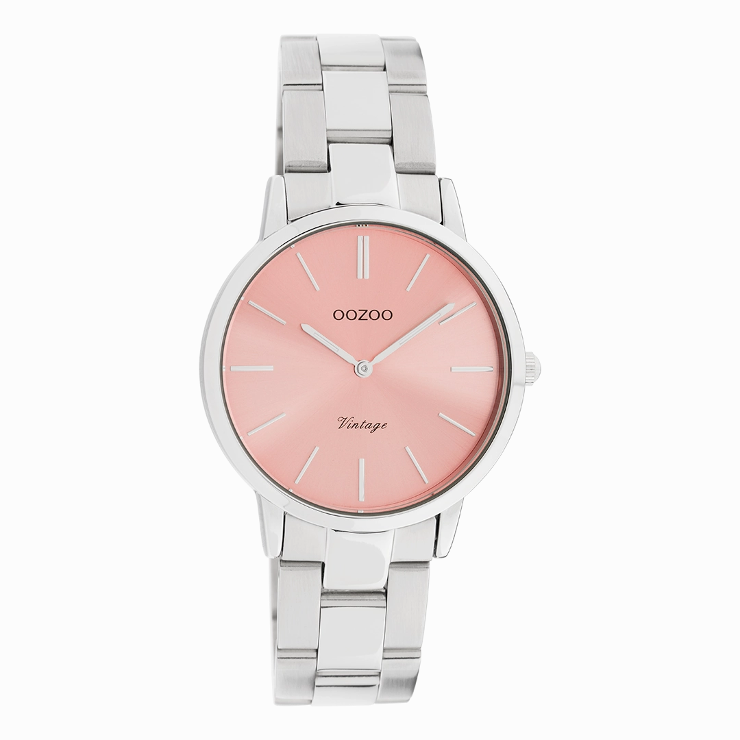 Silver coloured OOZOO watch with stainless steel bracelet - C20040