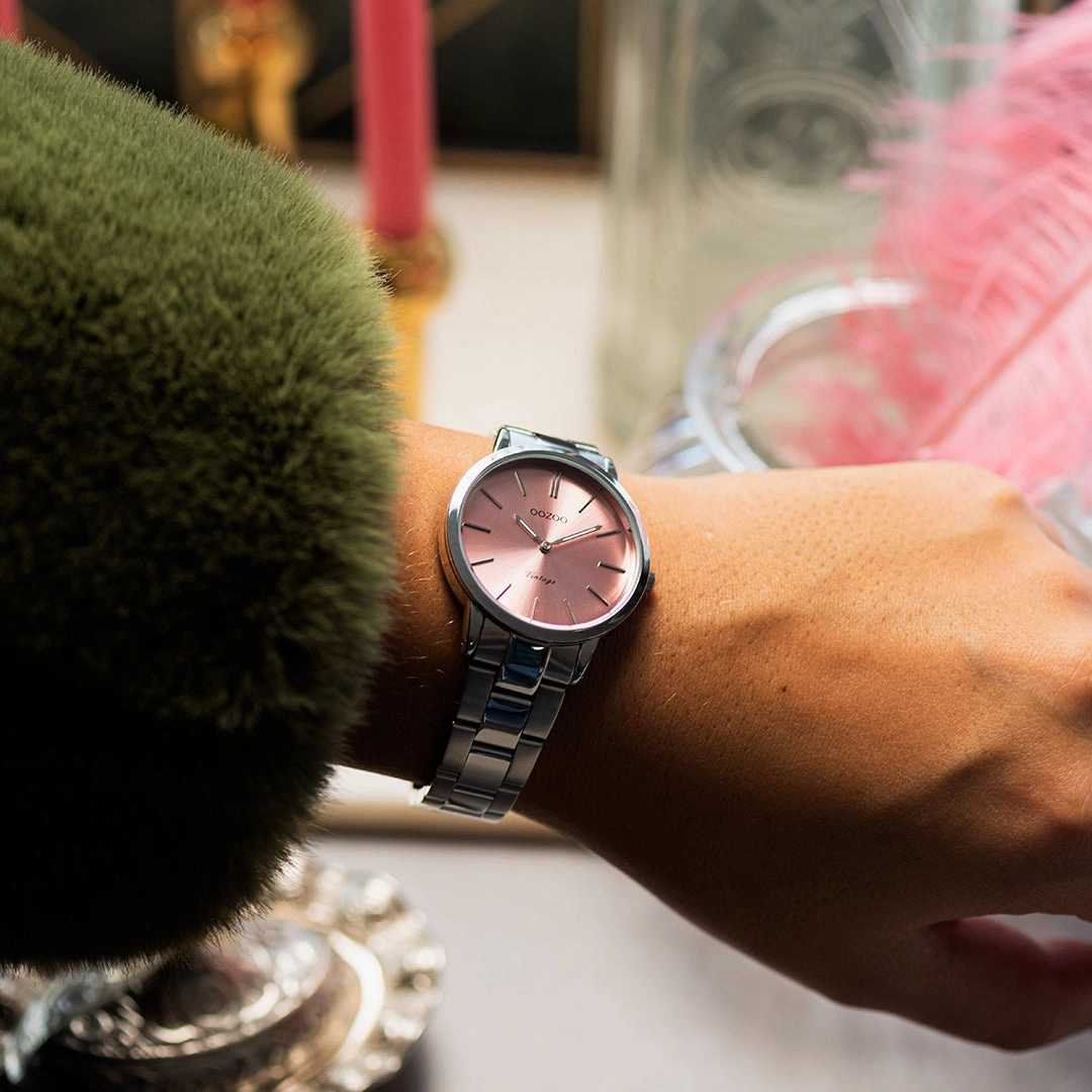 Silver coloured OOZOO watch with stainless steel bracelet - C20040