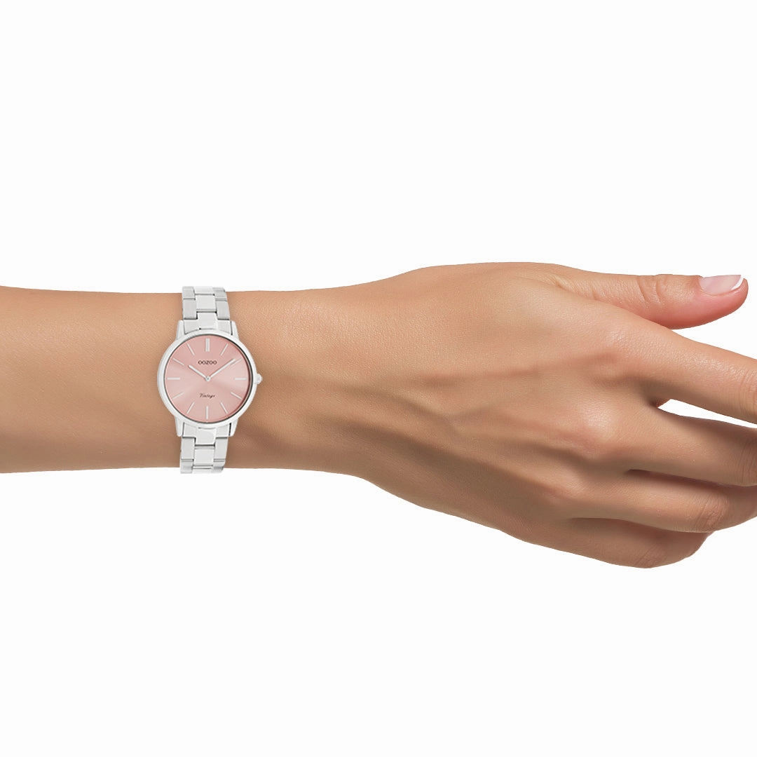 Silver coloured OOZOO watch with stainless steel bracelet - C20040